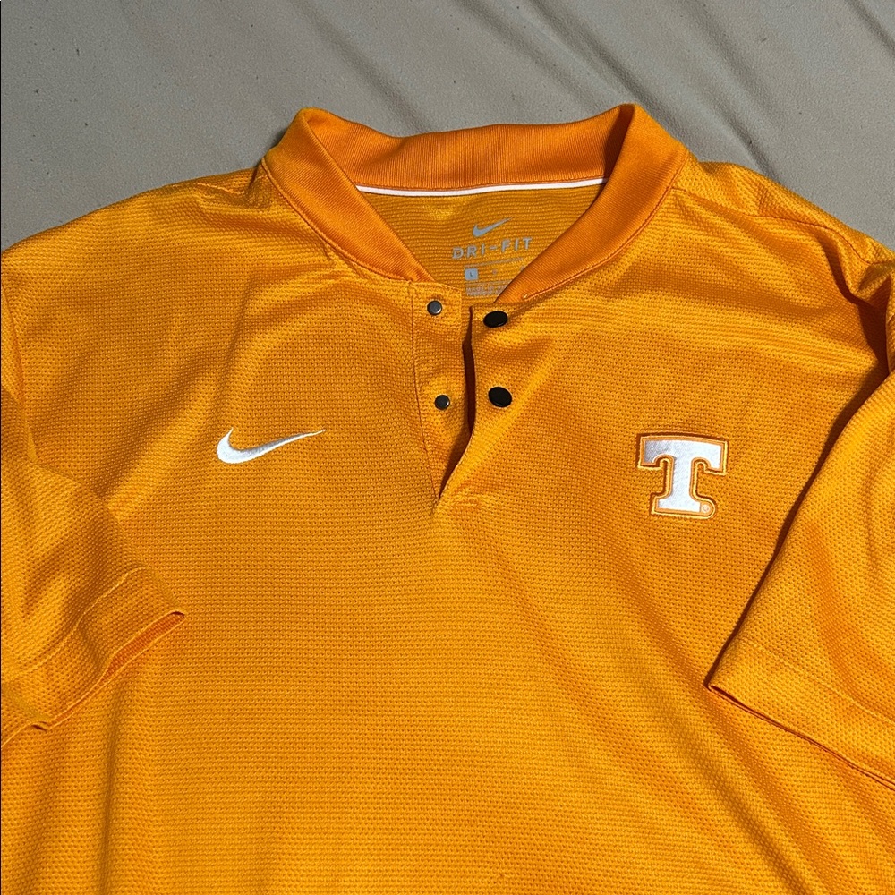 Nike Men's Vibrant Orange Polo with White Accents